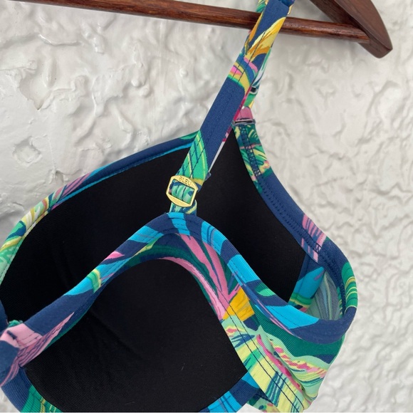 Bleu Rod Beattie Push-up Front Twist Tropical Bikini Swim Top Size 6 Navy - Picture 7 of 11